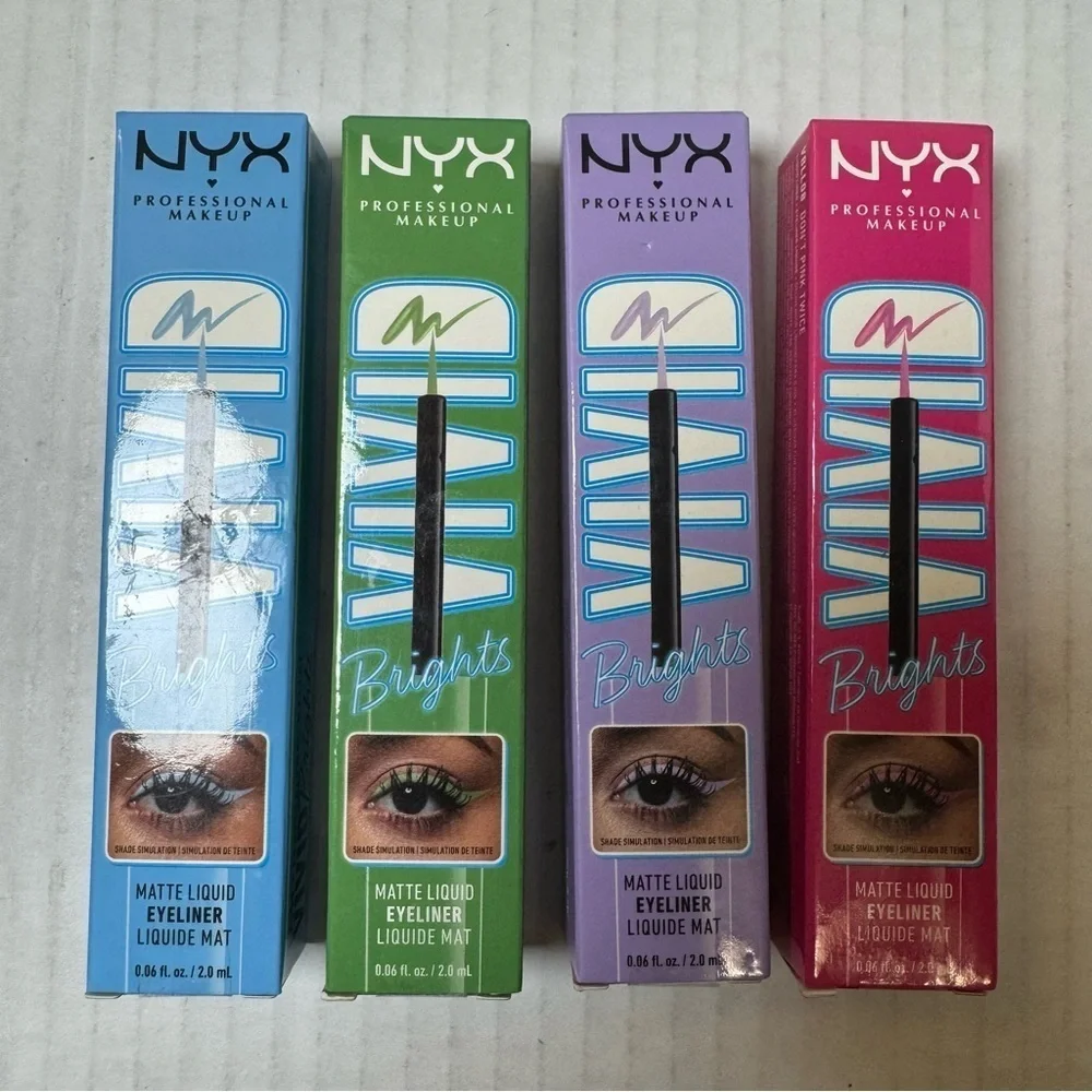4 NYX Professional Makeup Vivid Bright Matte Liquid Eyeliners